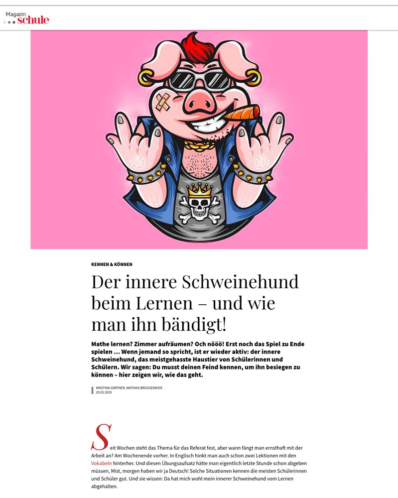 Screenshot Artikel &quot;Innerer Schweinehund&quot; - Magazin SCHULE