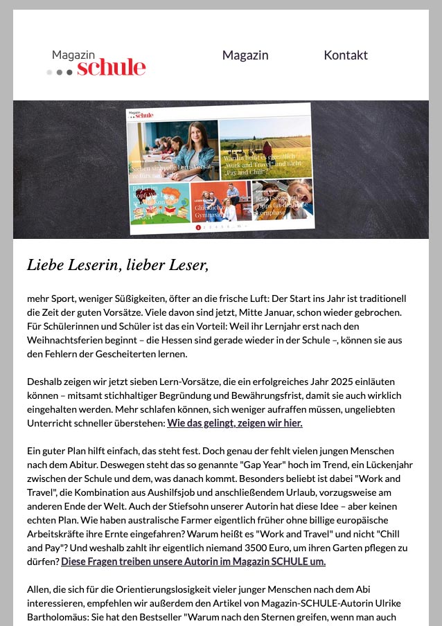 Newsletter Magazin SCHULE