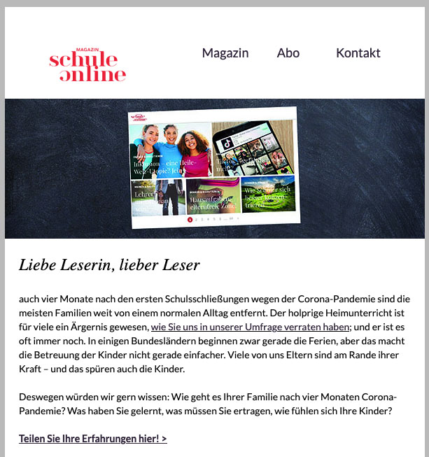 Newsletter Magazin SCHULE – Woerterwelt